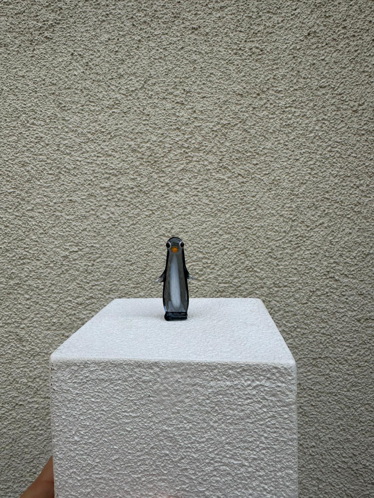 Grey Penguin Glass Figurines